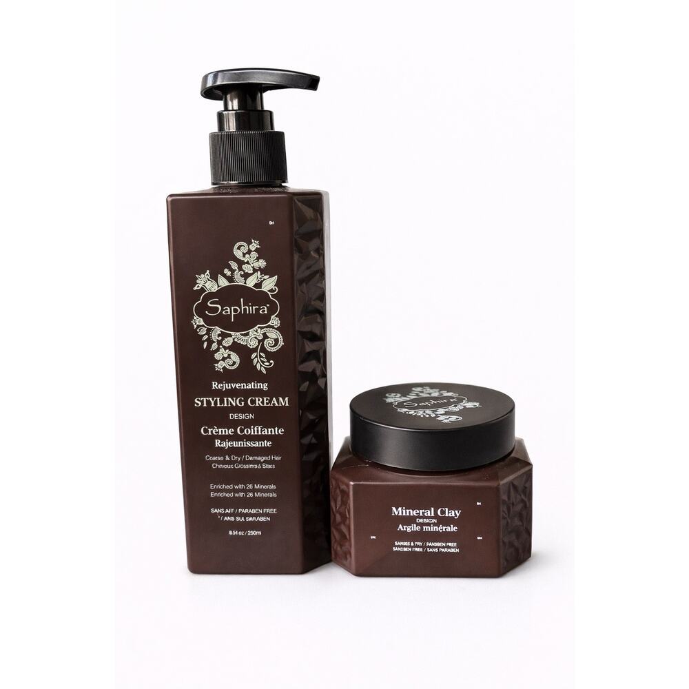 Saphira Rejuvenating Styling Cream 8.5 Fl.oz + Mineral Clay 1.7Fl.oz Set